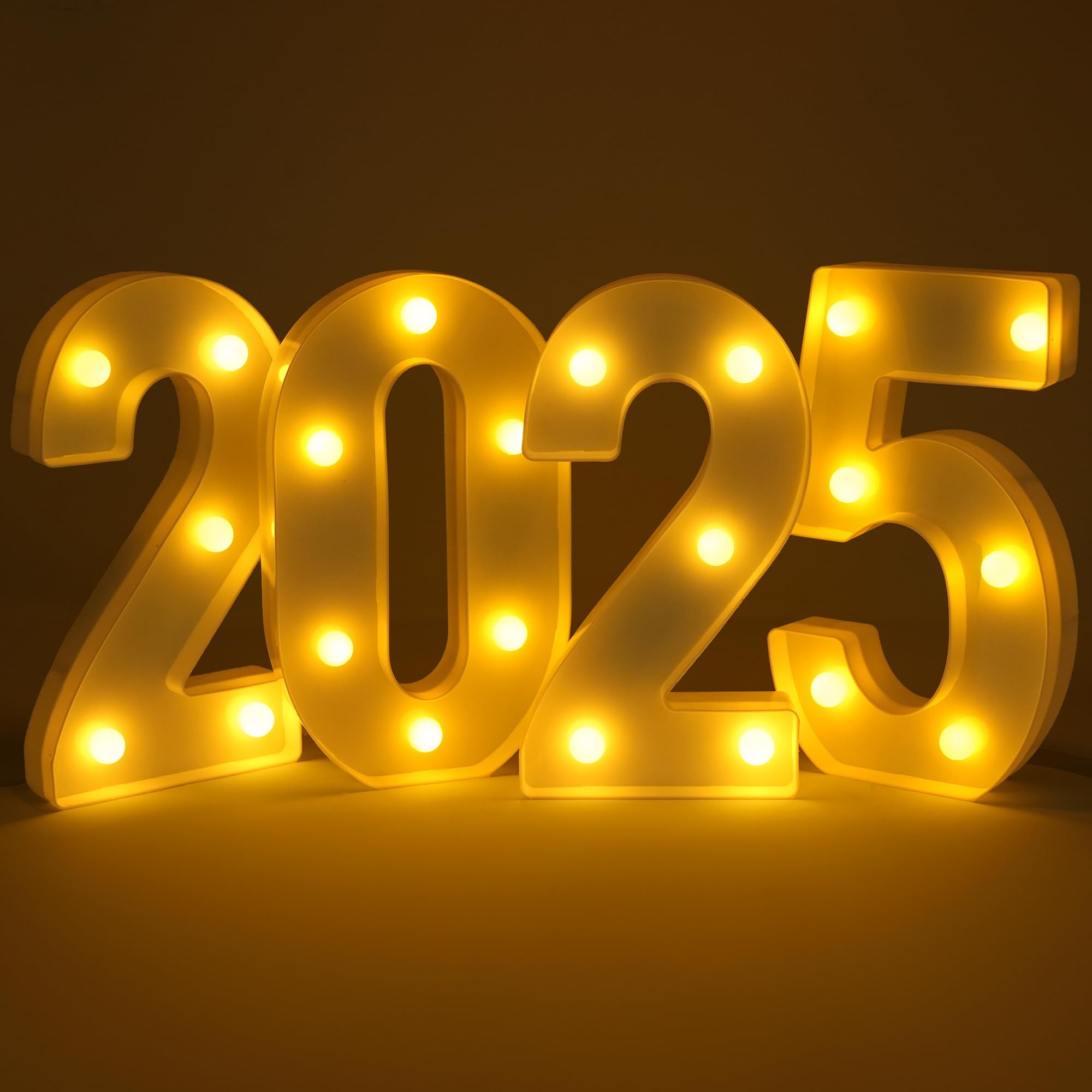 KatchOn LED Light Up Numbers 2025 Sign | 8.2 Inch Graduation Decoration | 2024 Light Color | Model KA-N24-PL-GD-HNYLGT