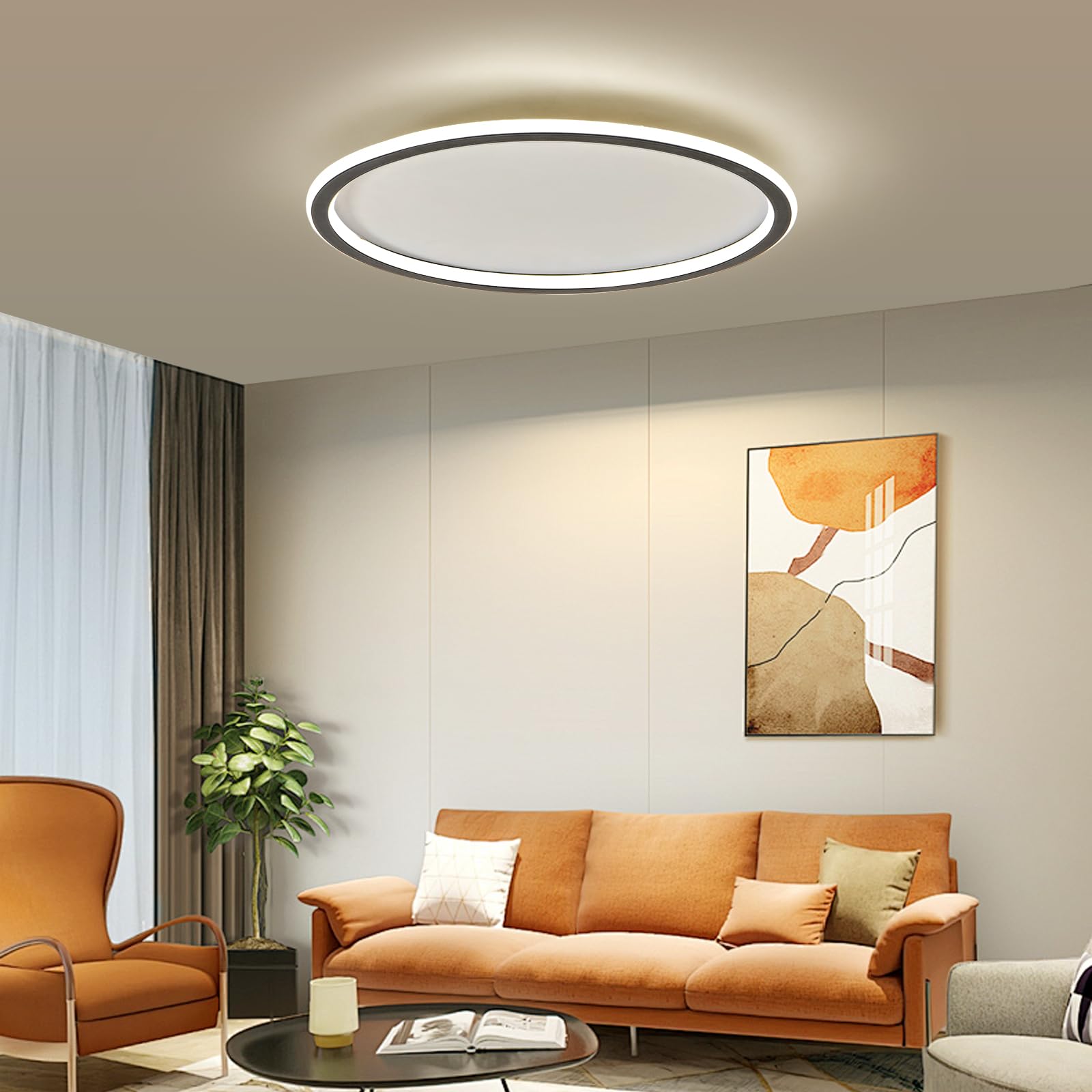 15.7 Inch Flush Mount Ceiling Light  40-60W Round LED Ceiling Light Fixtures  Thin Modern Ceiling Lamp  Close to Ceiling Lights for Bedroom  Kitchen  Living Room  3 Color Temperature Selectable