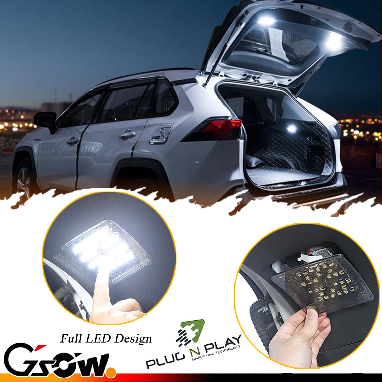 Gsowo 2 Pcs Led Trunk Overhead Lights For Toyo-Ta Rav4 2019 2020 2021  Rav4 Accessories Rear Hatch Door Lid Trunk Cargo Lamp Trunk Ceiling Lighting  (Not Fit For 2022+ Rav4)