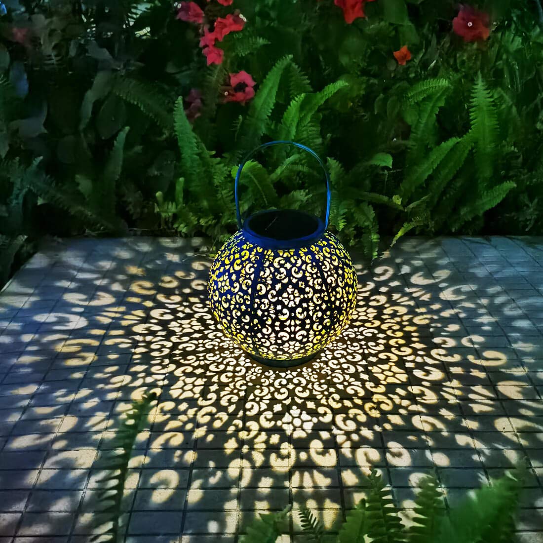 Go2Garden Outdoor Solar Lanterns, Waterproof Teal Blue, Large Garden Decor Gift For Women