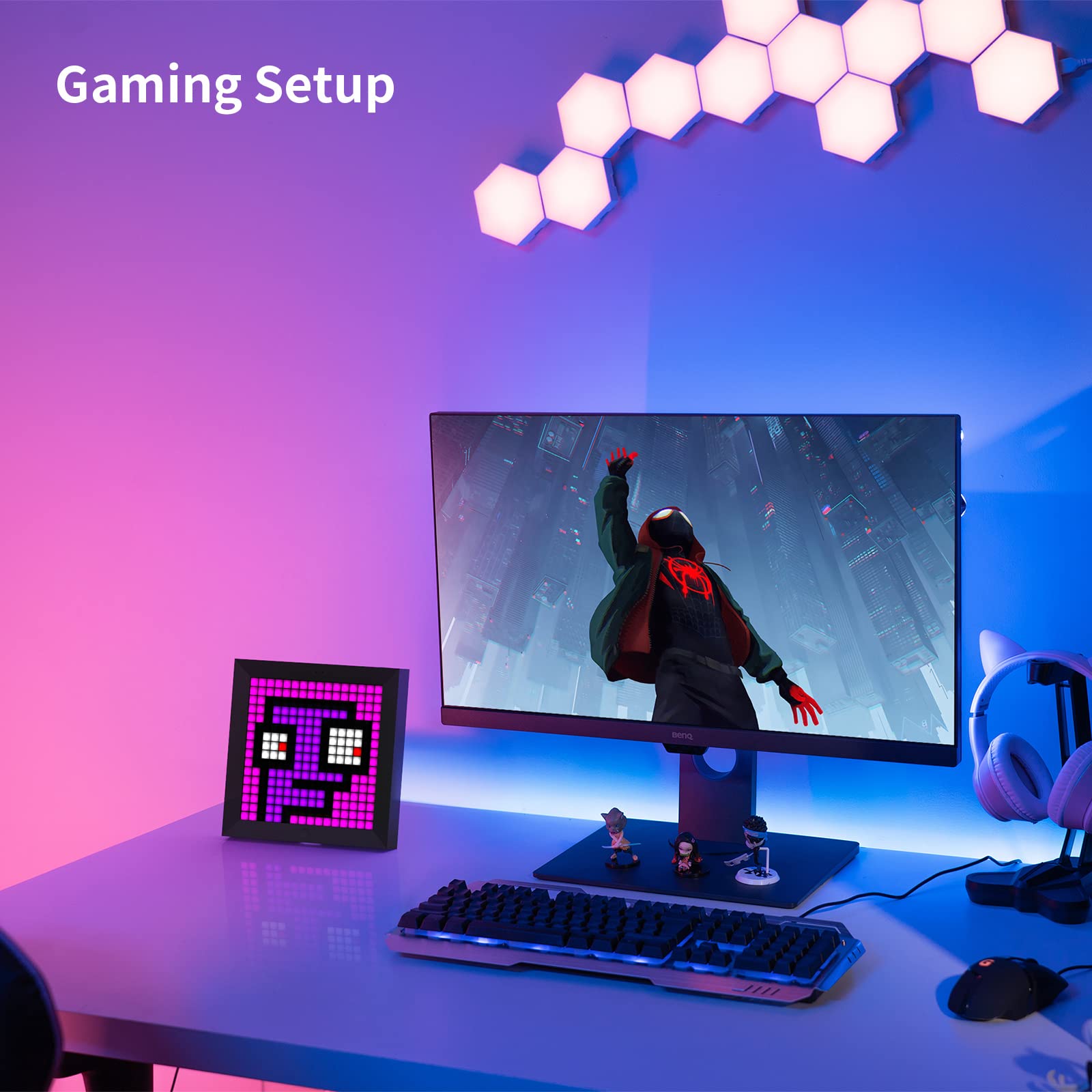 Divoom Led Light Display Panel Suit For Rgb Light Bars,With Smart App Control Cool Animation Desk Setup For Pc, Tv, Gaming Room