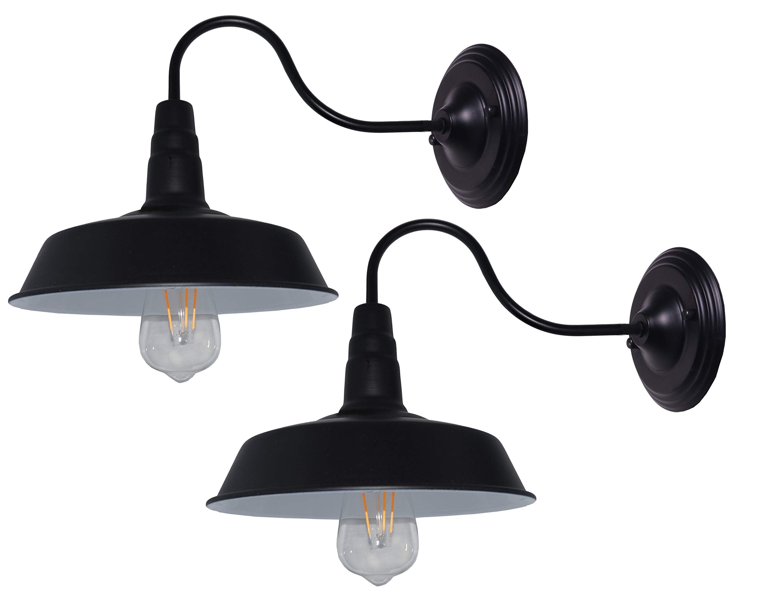 BRIGHTESS Gooseneck Barn Lamp Set of 2, Indoor Outdoor, Black, Solid M ...