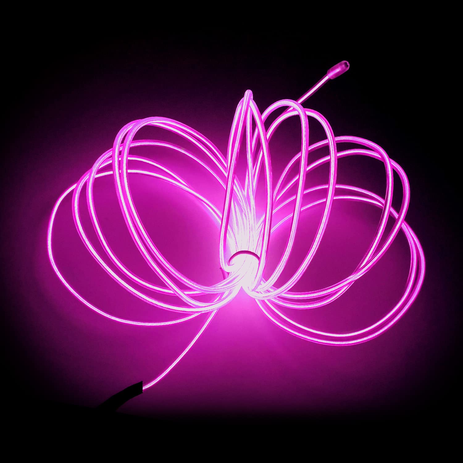 MaxLax EL Wire Neon Lights, 16.4ft Portable Battery Pack, Cuttable Rope Lights, Pink