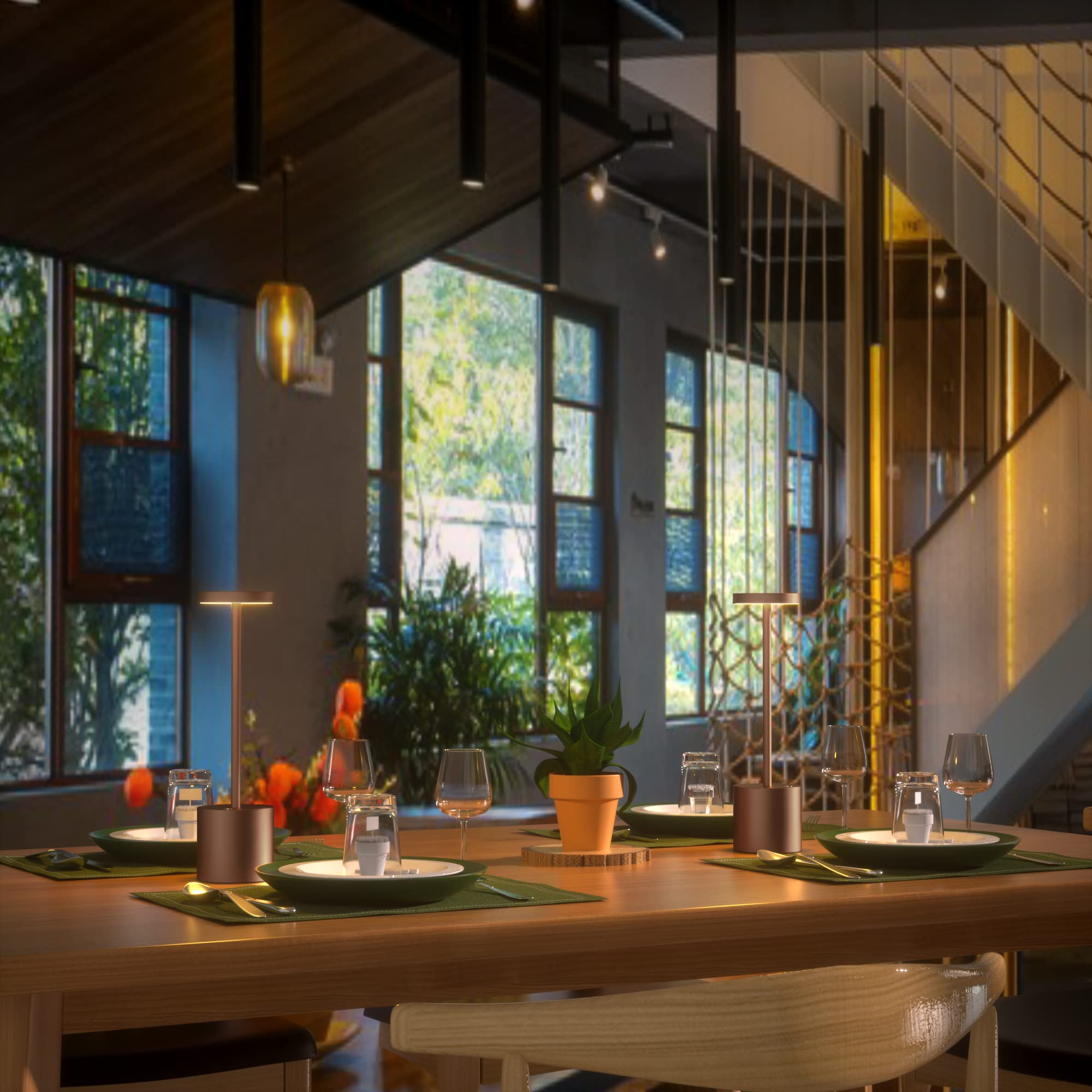 Yiben 2Pack Cordless Table Lamp, Rechargeable Led Battery 5000Mah Metal Usb Portable Powered Desk Lamp, 3 Levels Brightness Ligh