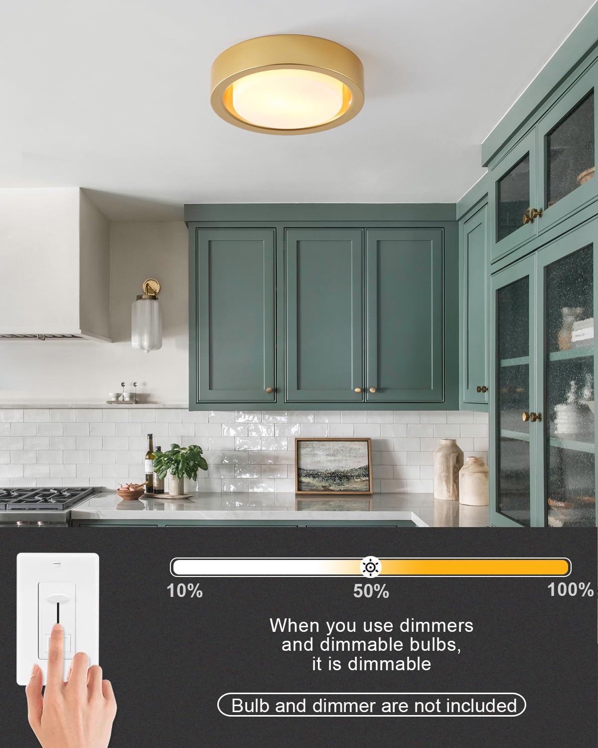 Miaomeio 13 Inch Flush Mount Ceiling Light Gold Finish Plate With Frosted Glass Shade Round Ceiling Lighting Fixture For Hallway Bedroom Closet Livingroom Kitchen Stairwell (Gold)