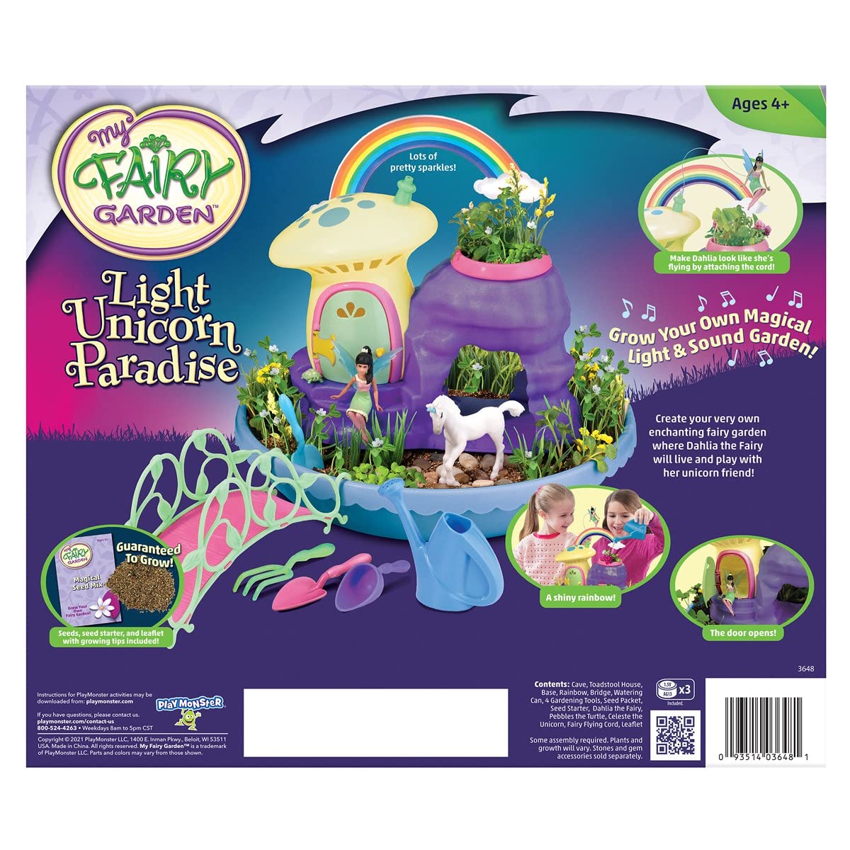 PlayMonster My Fairy Garden Light Unicorn Paradise Playset - Plastic, Multi, Ages 4+, Model 3648, Lights & Sound