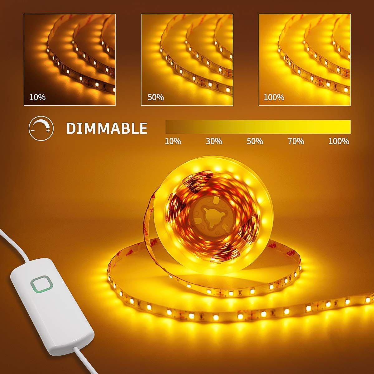 My Beauty Light Led Strip Lights 16.4Ft Dimmable Yellow Led Light Strip Flexible Led Tape Lights 12V Under Cabinet Lighting Kits