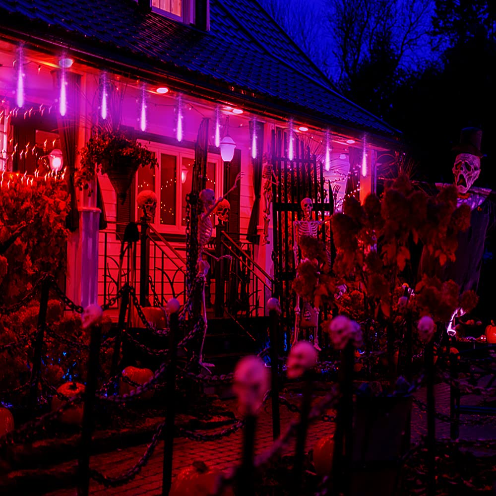 Kwaiffeo Purple Meteor Shower Lights, Waterproof Icicle Lights, 30CM, 8 Tube, for Christmas and Holiday Decorations