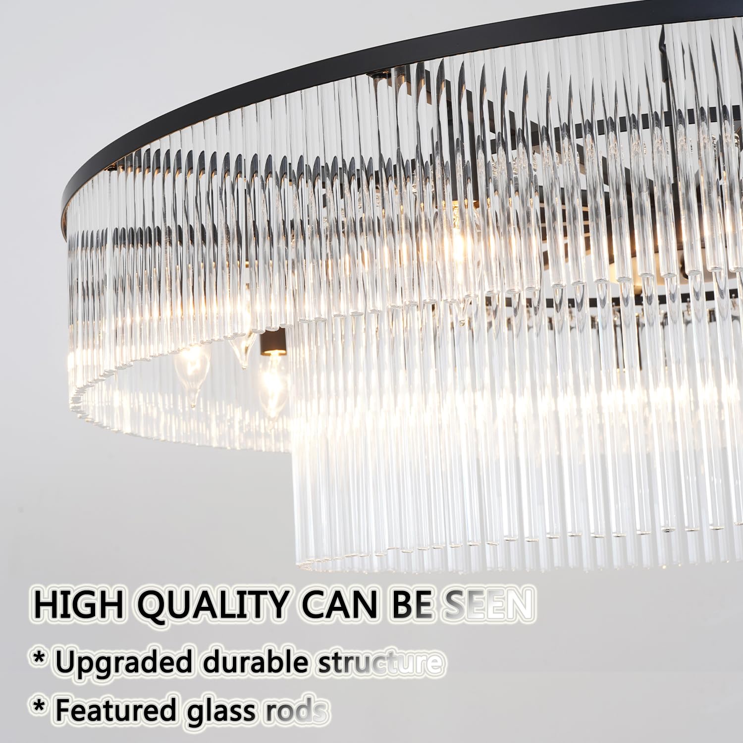 Akeelighting Large Modern Glass Chandelier Lighting Black Glass Chandeliers For High Ceiling Hall Living Room Stairs 12 Light Ha