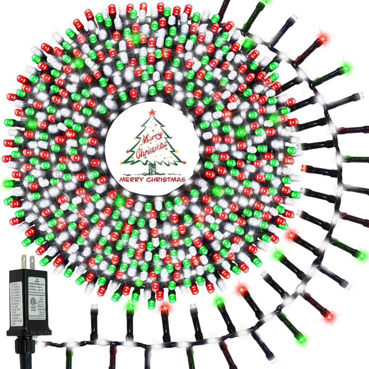 800 Led Christmas Slow Twinkle Cluster Lights  Fire er Fairy Lights With 15 Modes & Timer Function  Waterproof String Lights For Indoor Outdoor Tree Christmas Decorations  Red Green And White