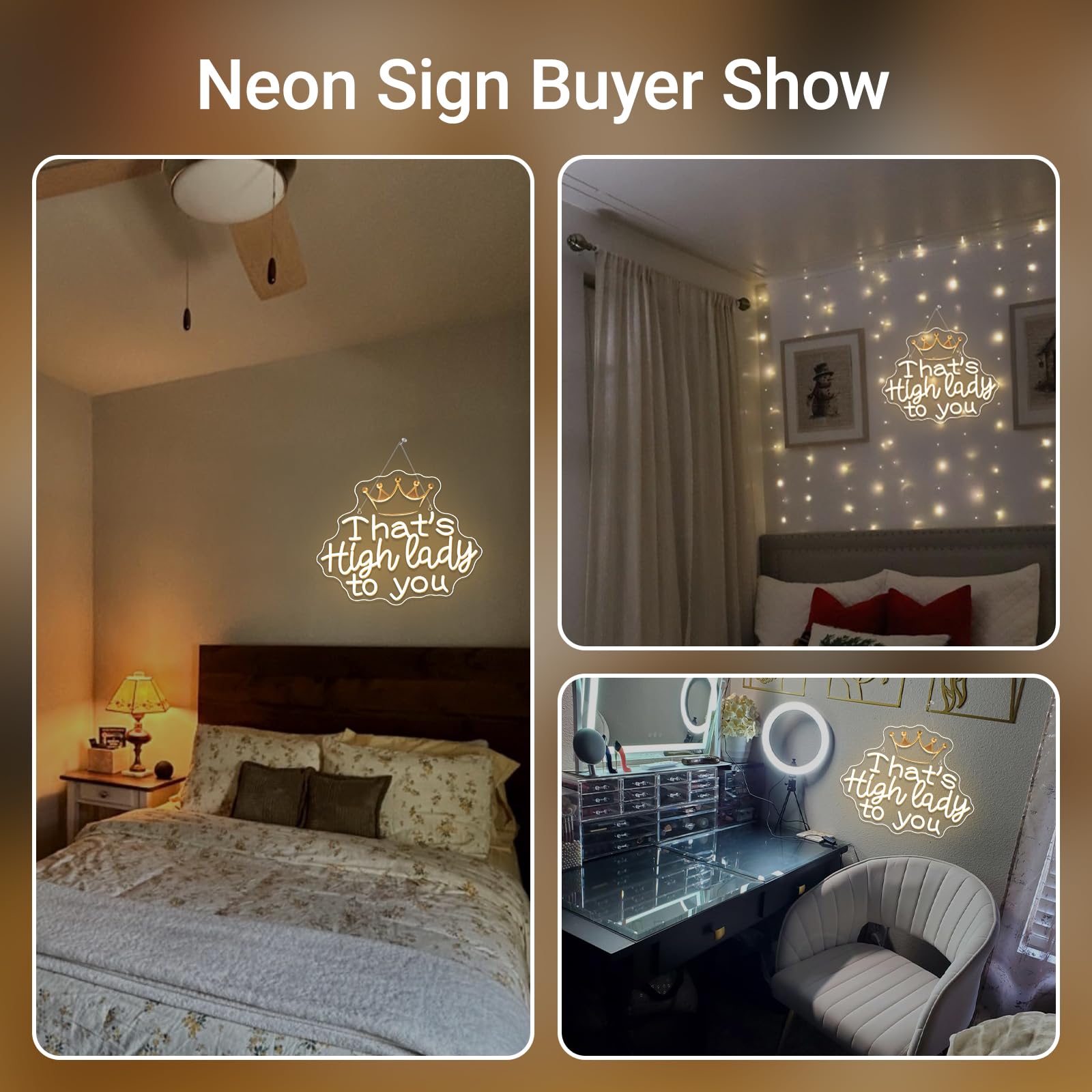 Women Neon Sign Thats High Lady To You Neon Signs For Wall Decor Girl Led Lights Warm White Crown Light Up For Living Room Bedroom Party Girly Room Beauty Salon Makeup Decoration Girls Gifts