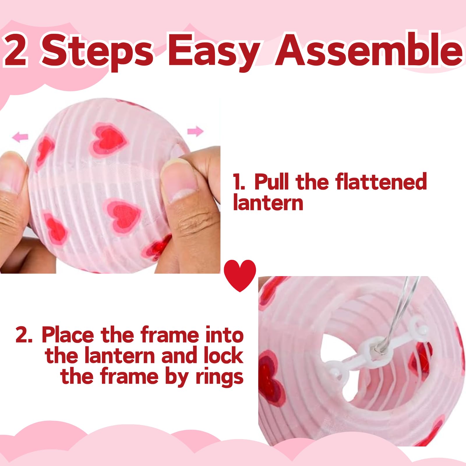 Valentines Day Decor Lantern String Lights Valentines Day Lights 10 Count Heart Lights Pink Room Decor 9.4FT Valentine Lights Ha