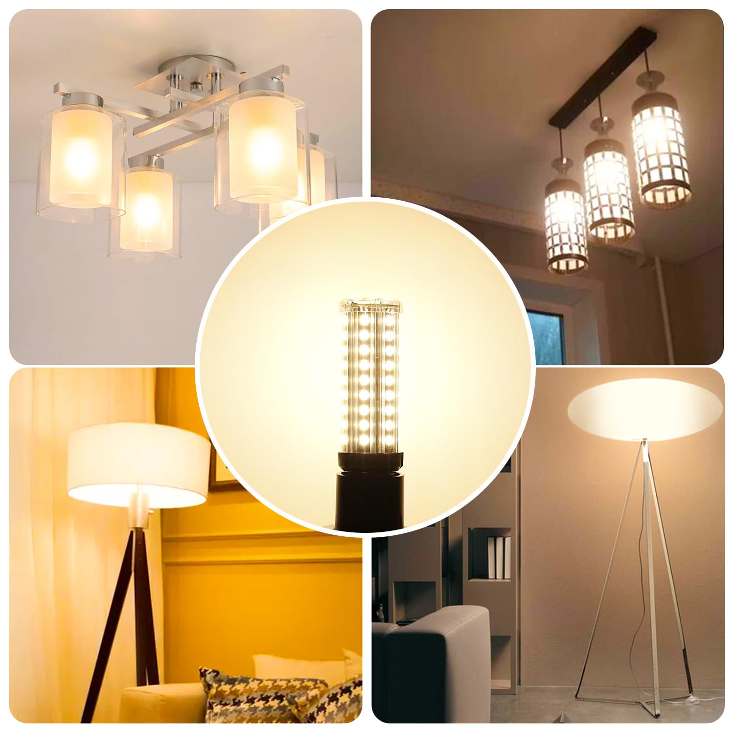Wenscha LED Corn Light Bulb 100W Equivalent, 1600 Lumen, 3000K Warm White, 16W E26 Base, Pack of 4, ABS Plastic &