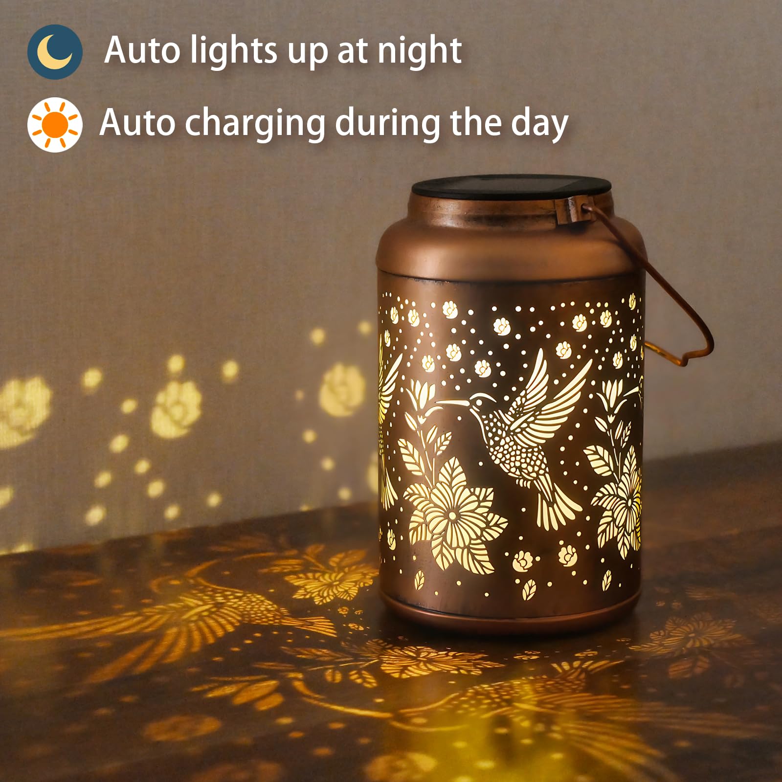 Hummingbird Solar Lanterns Outdoor Waterproof Hanging Solar Lights, Birthday Gifts For Women, Men, Mom, Mothers Day Gifts, Garde