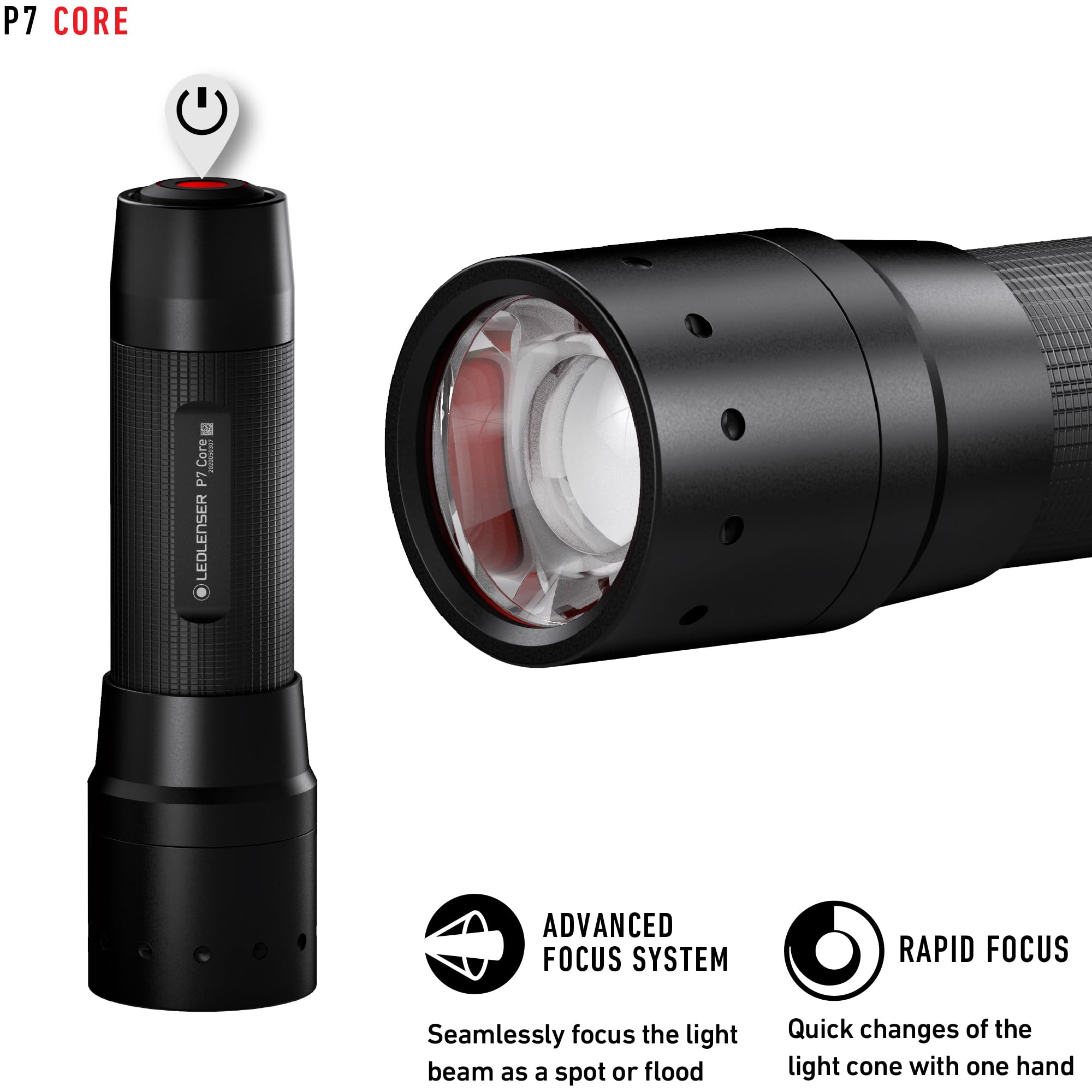 Ledlenser P7 Core Flashlight, High Power Led, 450 Lumens, Light For Home, Camping, Hiking, Tactical, And Emergency Use, Advanced