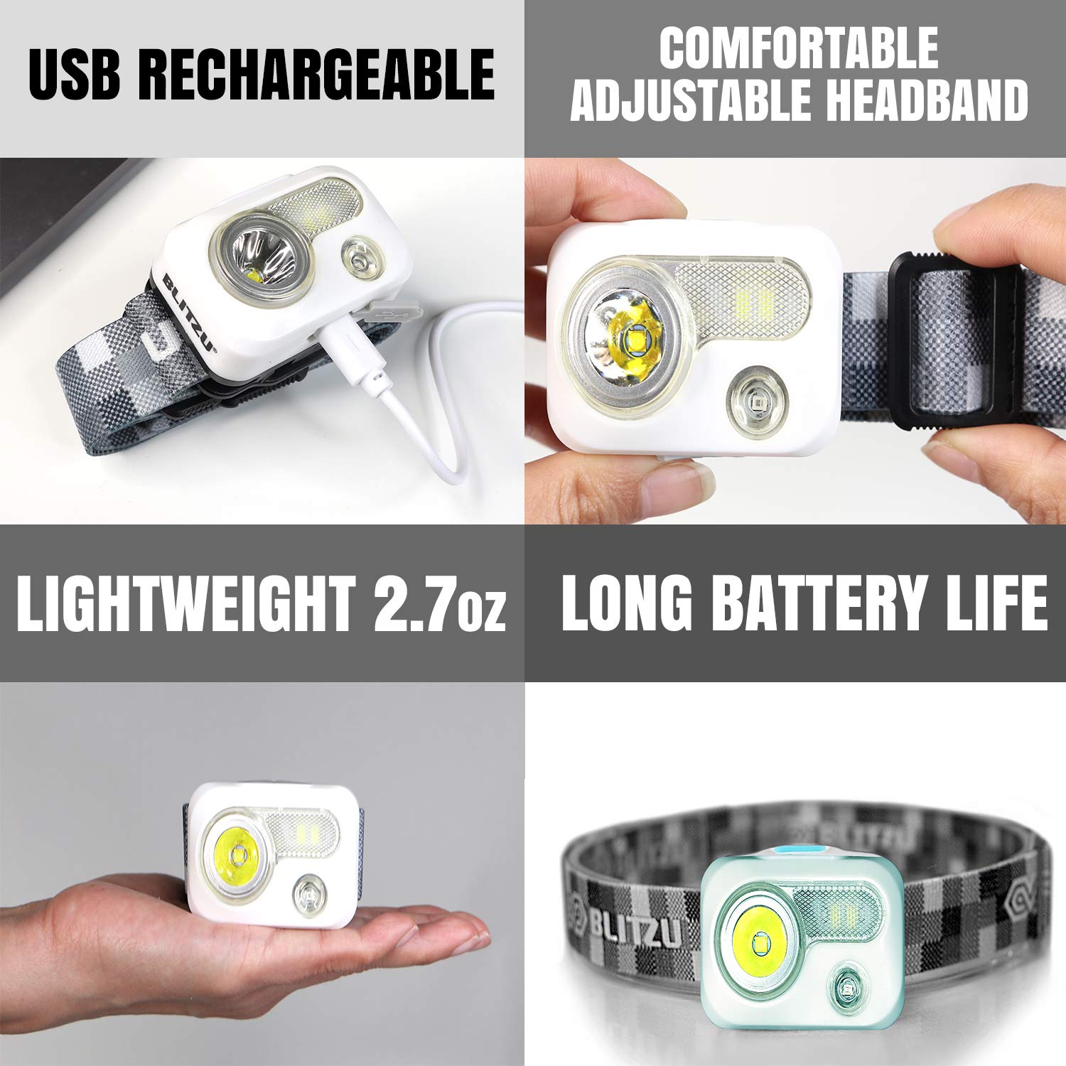 Blitzu Pink Rechargeable Flashlight - Adjustable, Durable, Battery Powered, Plastic Material