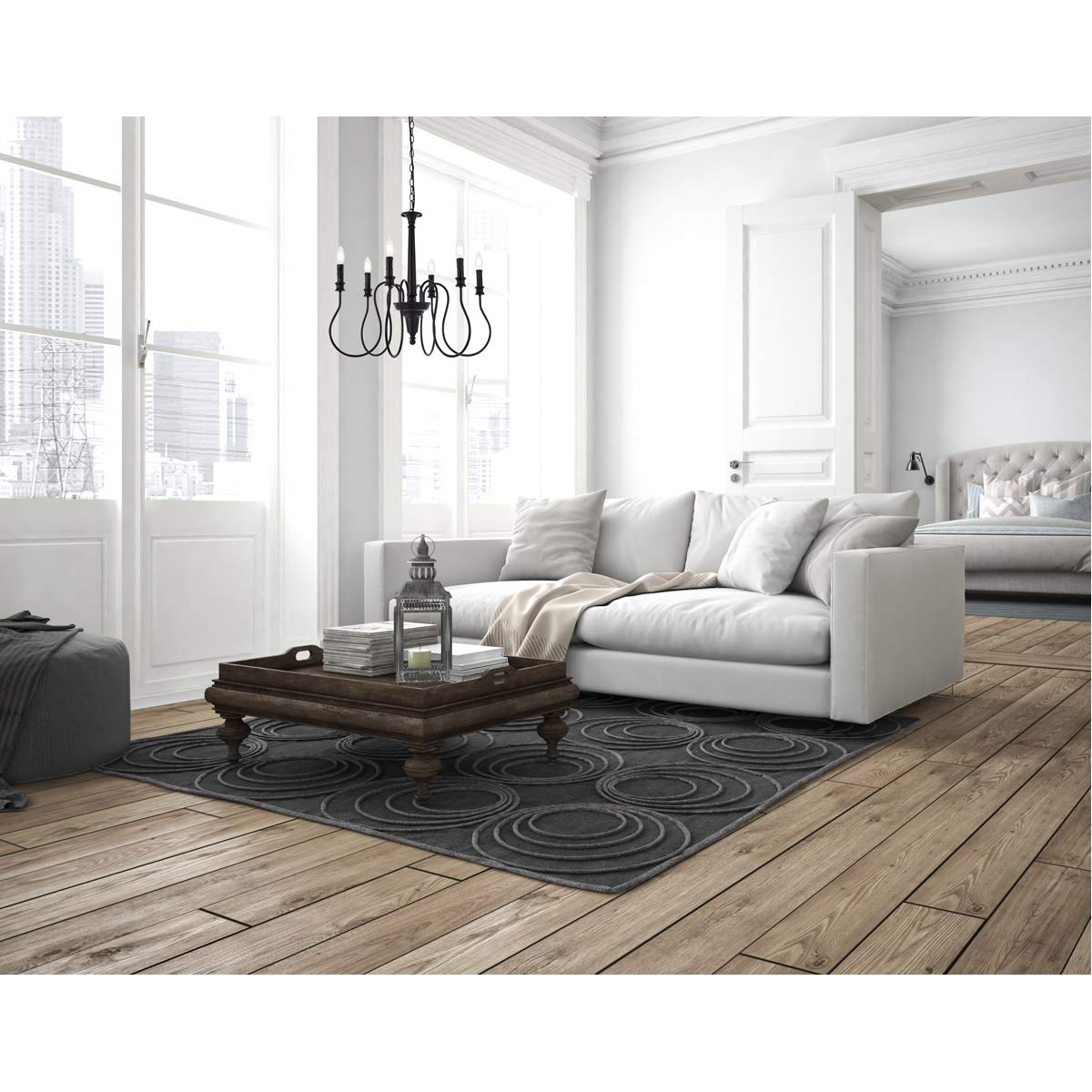 Living District Indoor Modern Home Decorative Bright Ceiling Flynx 6 Lights Pendant in Black