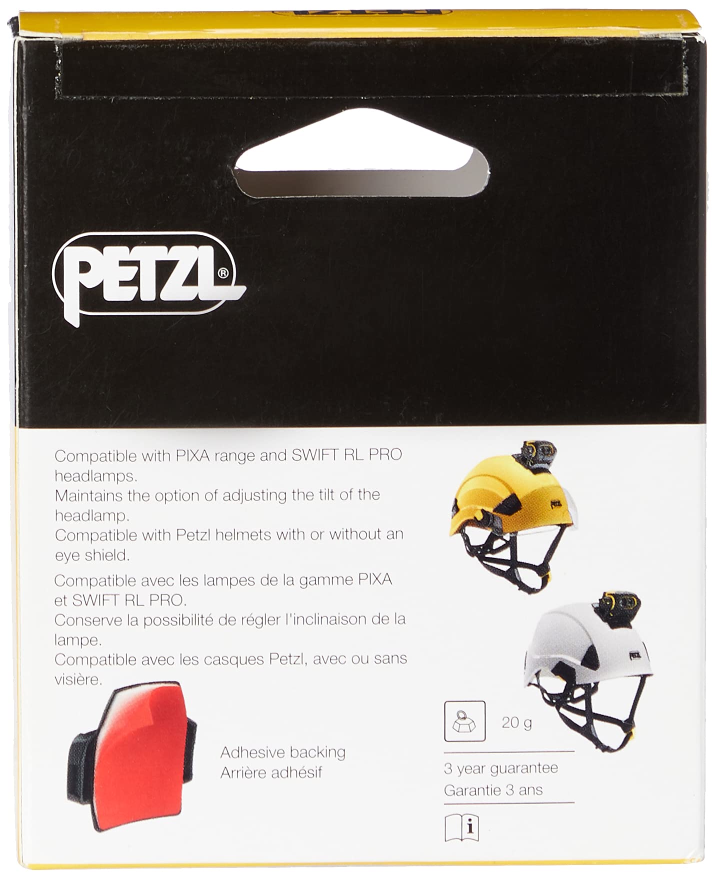 PETZL PIXADAPT Accessory for Mounting PIXA Headlamp on Helmet, Black, Model E78005