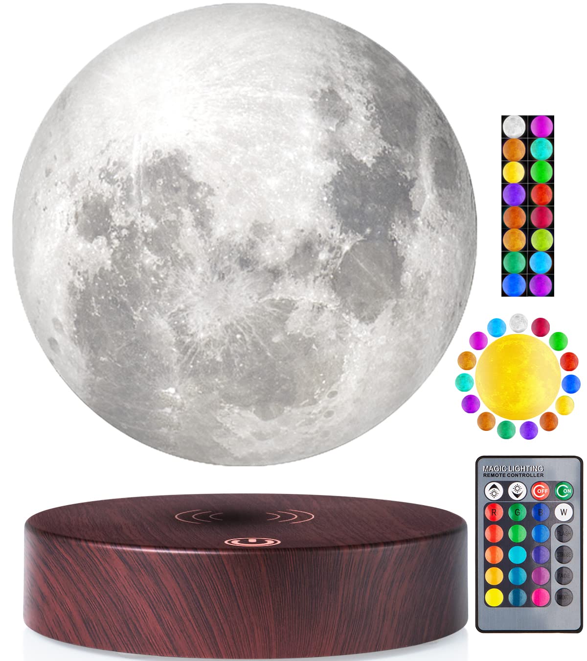 VGAzer Levitating Moon Lamp, 16 Colors 20 Models Floating Moon Lamp,Floating and Spinning in Air Freely with Adjustable Bightnes