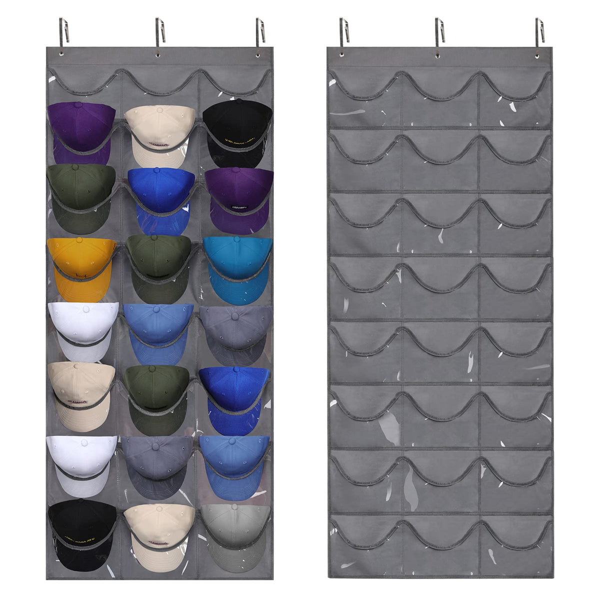 Dofilachy Hat Rack - Hat Organizer - Hat Racks For Baseball Caps, Visible Hat Holder - Baseball Hat Rack For Wall Door With 3 Ho