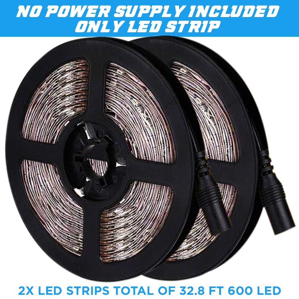 32.8Ft Green Led Strip Lights, Waterproof Ip65 Led Strip Smd2835 Dimmable 600Leds 12V Green Led Strip Cuttable Cabinet, Car, Bar