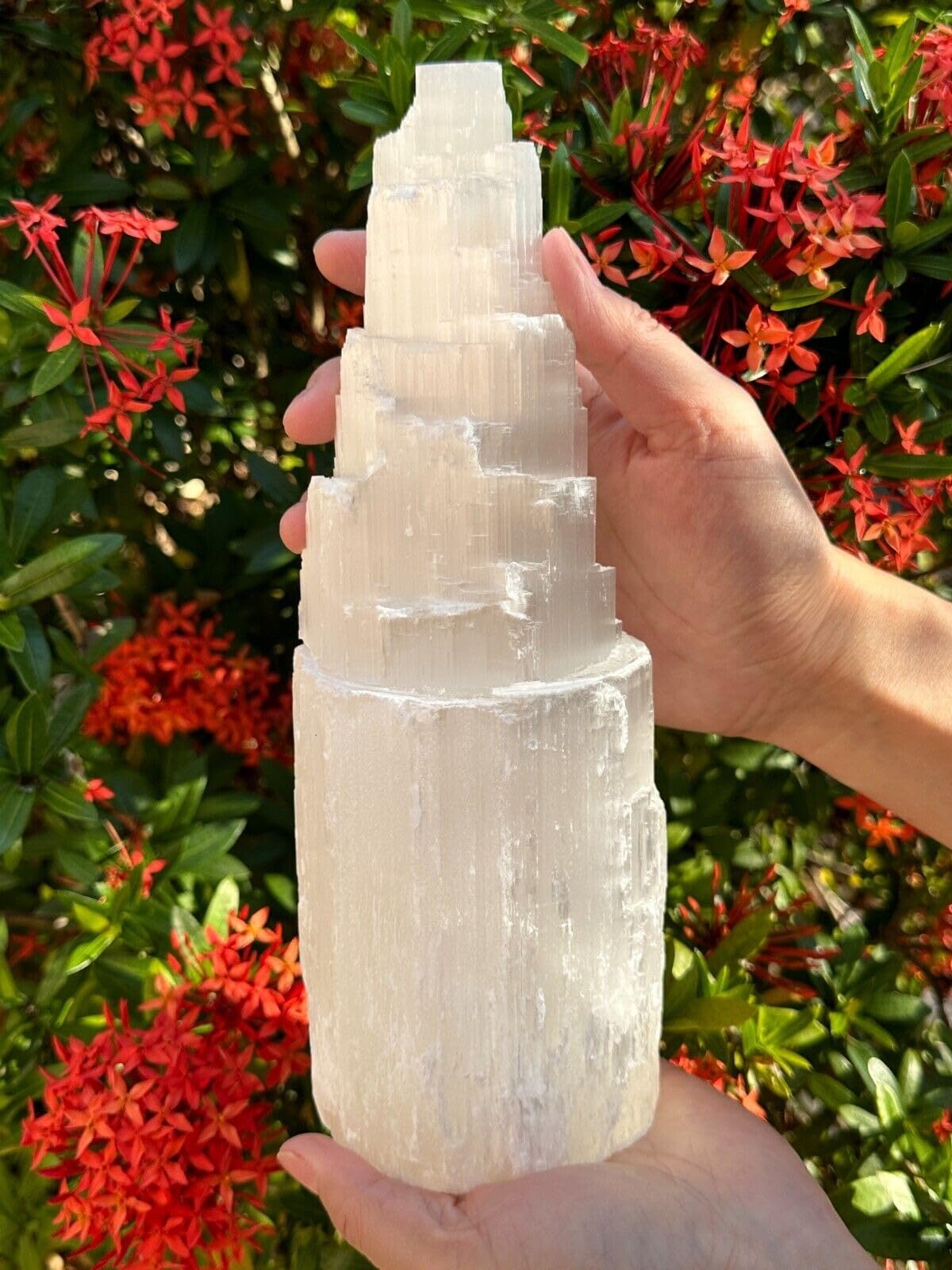 GAF TREASURES Selenite Skyscraper Tower Light - Natural White Healing Crystal, Choose Size 6, 8, 10, 12, 16 (10)