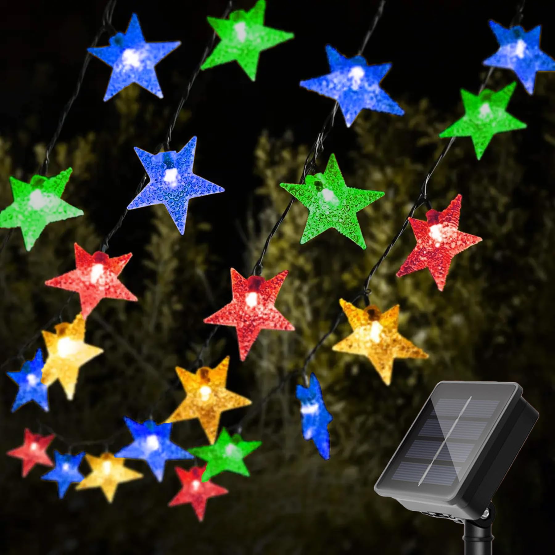 L LAMPOP Twinkle Solar Star String Lights 39FT 100 LED Waterproof Multicolor