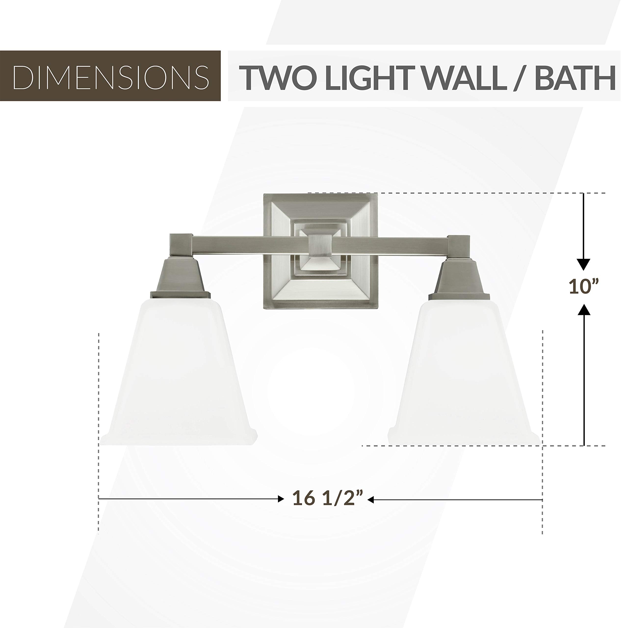 Sea Gull Lighting Two Light Wall/Bath Vanity, Alloy Steel, Brushed Nickel Finish, Model 4450402-962