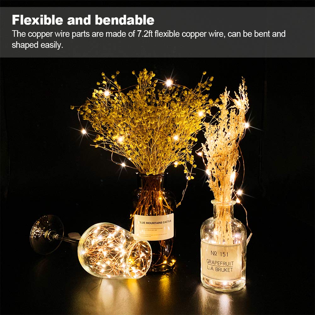 MUMUXI 48 Pack Fairy Lights, 7.2ft Copper Wire Mini String Lights, Waterproof Warm White for DIY Wedding Party Decoration