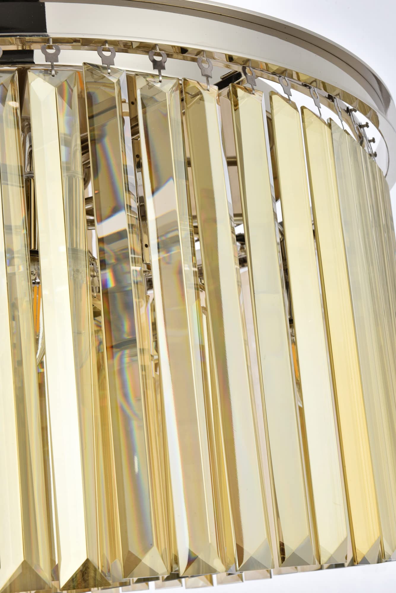 Elegant Lighting Sydney 8 Lt Polished Nickel Flush Mount Golden Teak