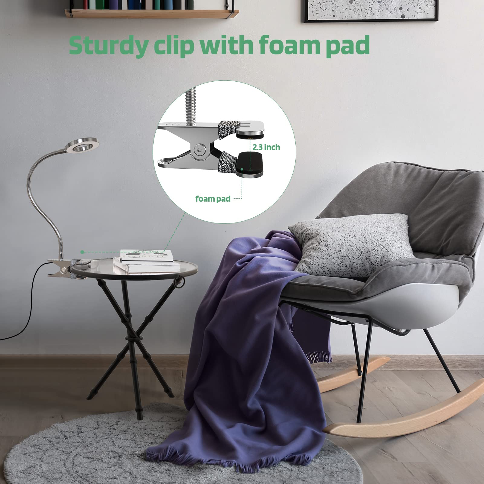 GLORIOUS-LITE LED Clip on Light, 36 LEDs, 4 Modes, 360° Gooseneck, Silver, AS-0108