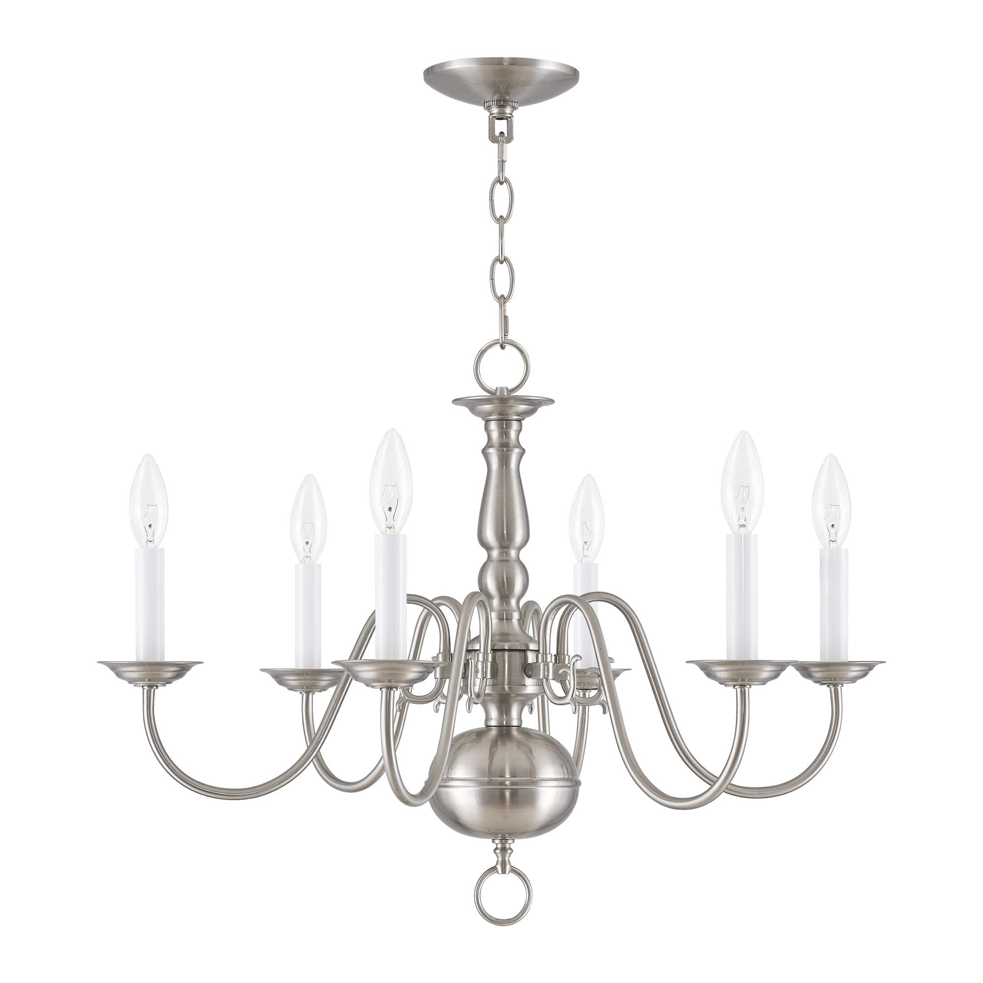 Livex Lighting 5006-91 Williamsburgh 6 Light Brushed Nickel Chandelier,18Hx24W,5006-91