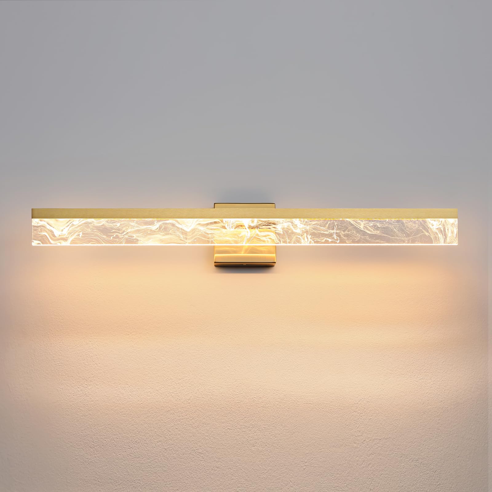 AIJIASI 32 Inch Gold LED Vanity Light Bar, Dimmable Acrylic Bathroom Lighting Fixture, Model 8205WL-32GD-US, Over Mirror 3000K