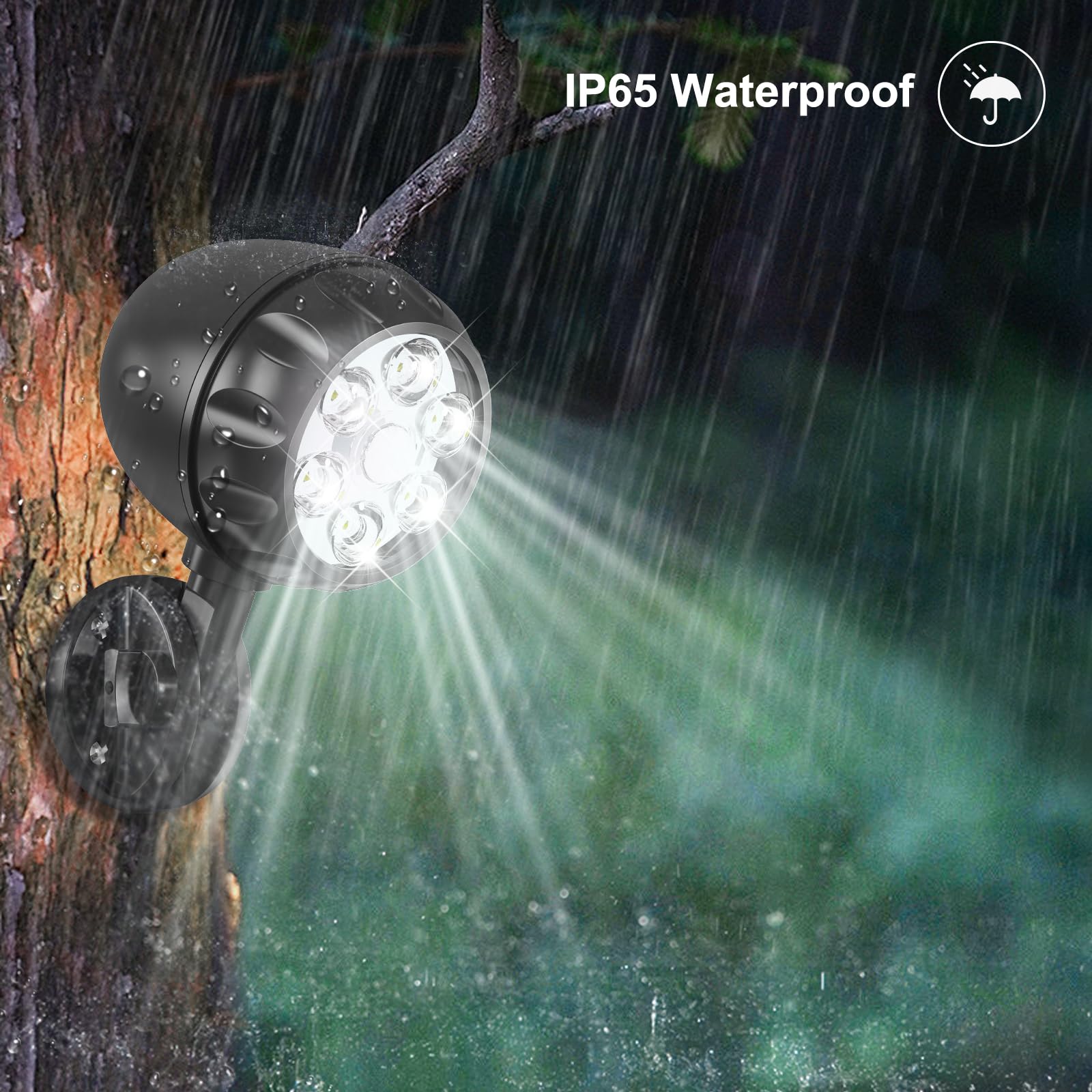 Woenergy Battery Motion Sensor Light Outdoor, 600 Lm Battery Operated Motion Lights Outdoor 6 Leds 400Sqft, 6000K Auto On Off 360° Adjustable Battery Flood Lights Outdoor Waterproof, 1 Pack, Black