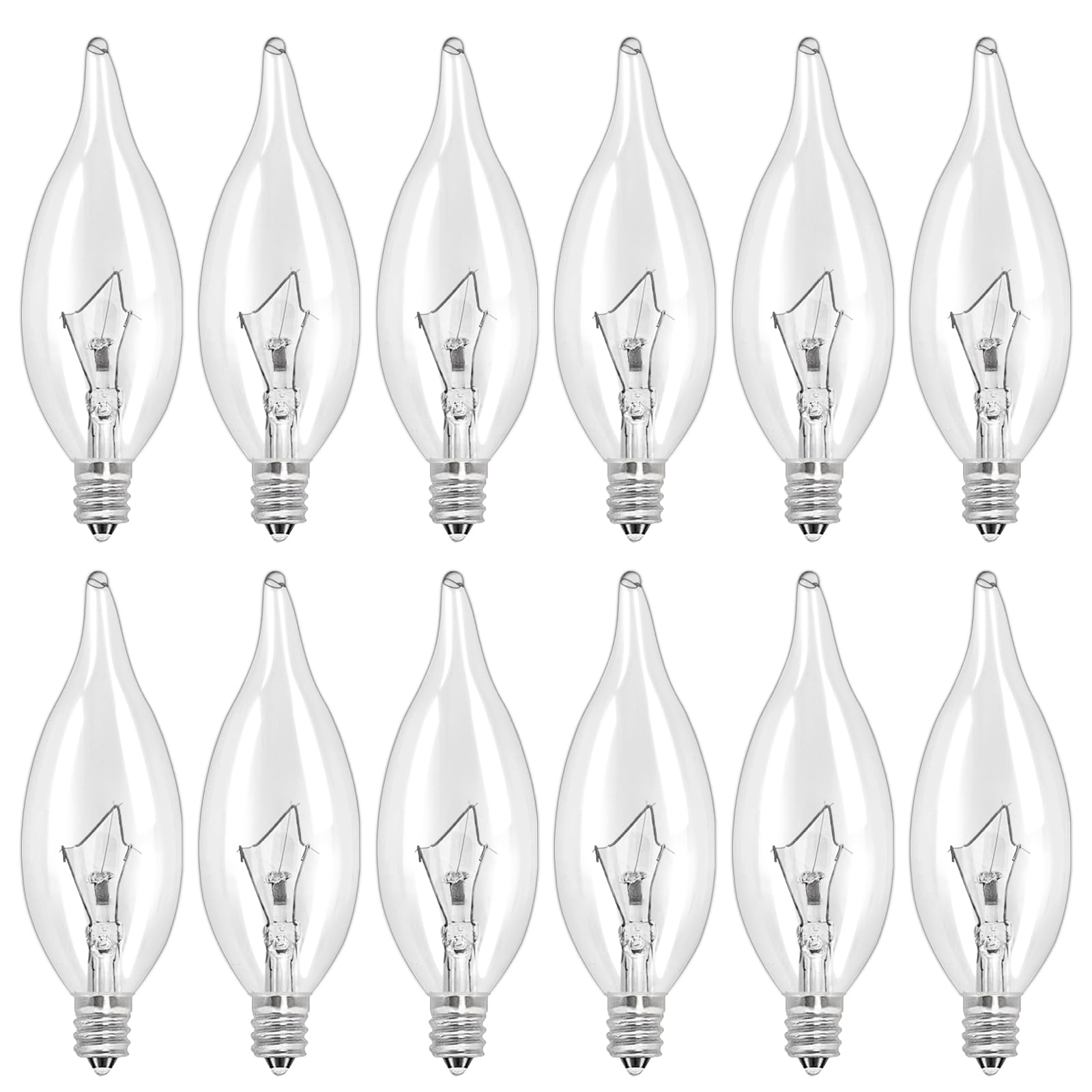 LinMiFo 12-Pack E12 B10 Clear Candelabra Base Bulb, 40W 120V Incandescent Candle Light Bulbs Dimmable Chandelier Light Bulbs for Pendants or Outdoor, Ceiling Fan, Fireplace, Wall Sconces (40, Watts)