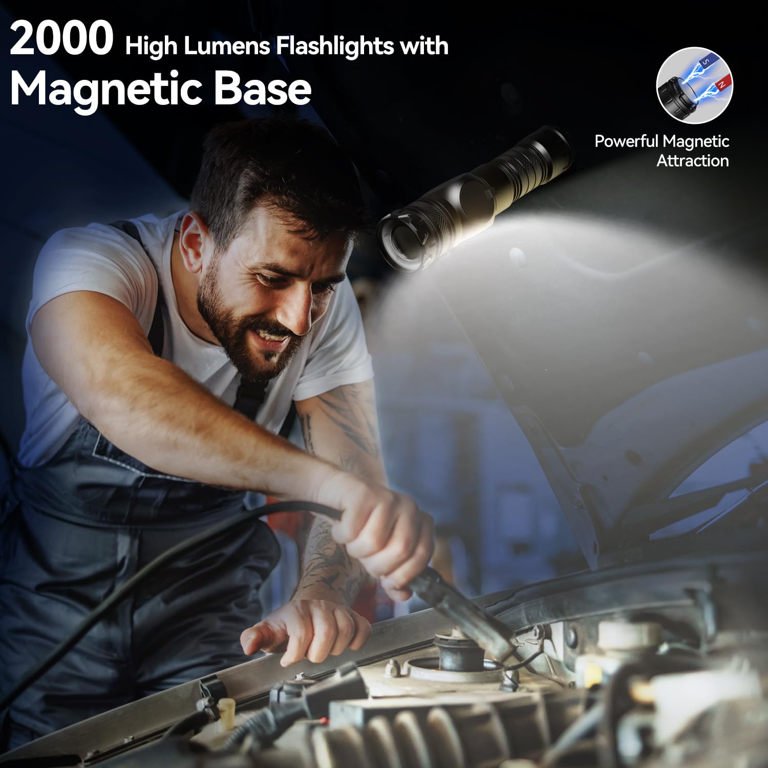 Flashlight Rechargeable 2000 High Lumens Ultra-Bright Covers 3200 ft Focus Up to 3900 feet,IPX7 Waterproof Tactical LED Flashlig