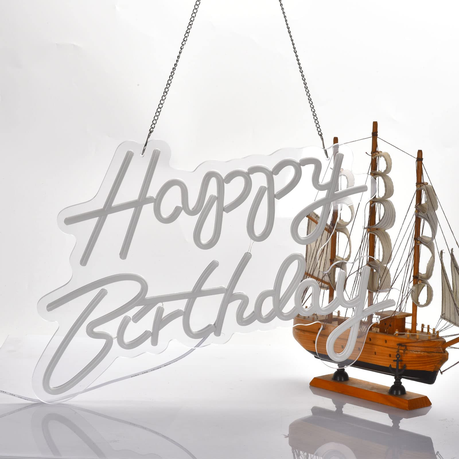 Neonhonba Happy Birthday Neon Sign, Dimmable, 17x12 inches, White Wall Decor