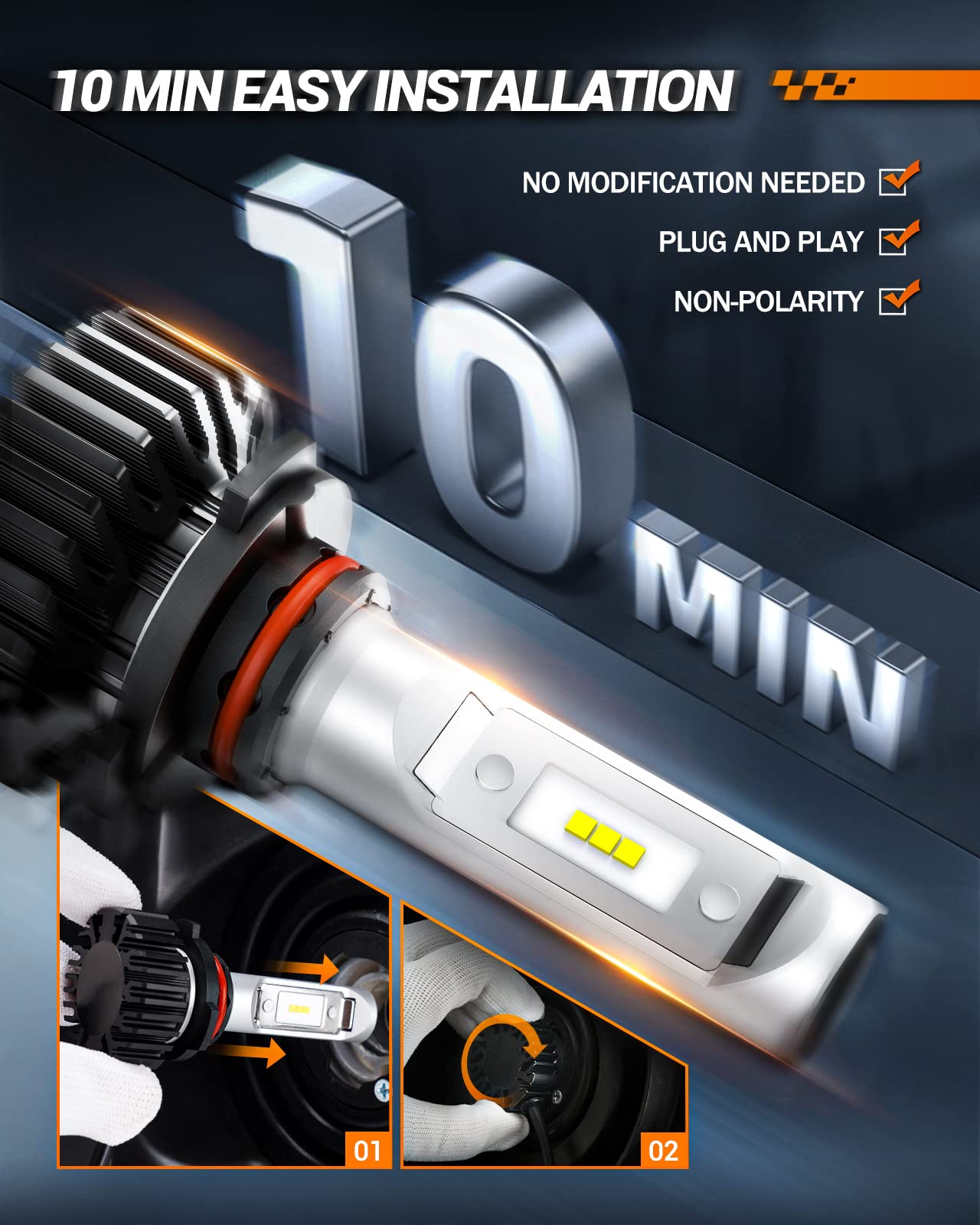 SEALIGHT 9006 Fog Bulbs, 30,000LM Super Bright, Plug-and-Play, Pack of 2, White Light, X1 9006 Model