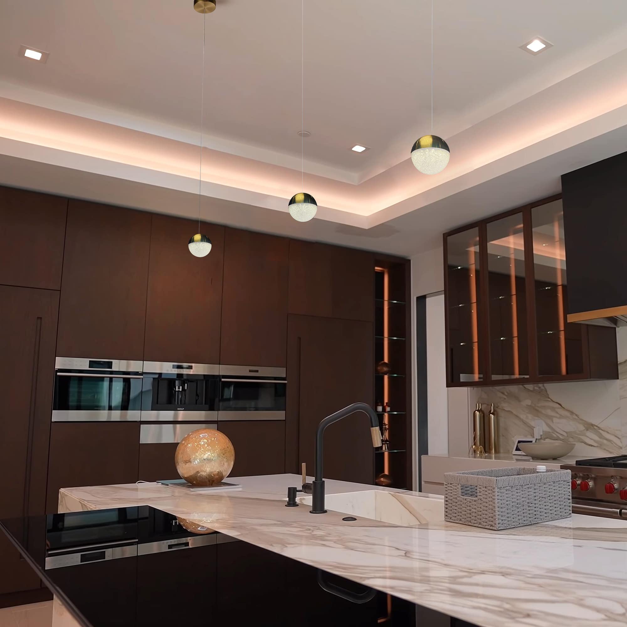 Vonn Lighting Ravello 5&quot; Led Pendant Light, Adjustable Brass Globe Shade, Etl Certified