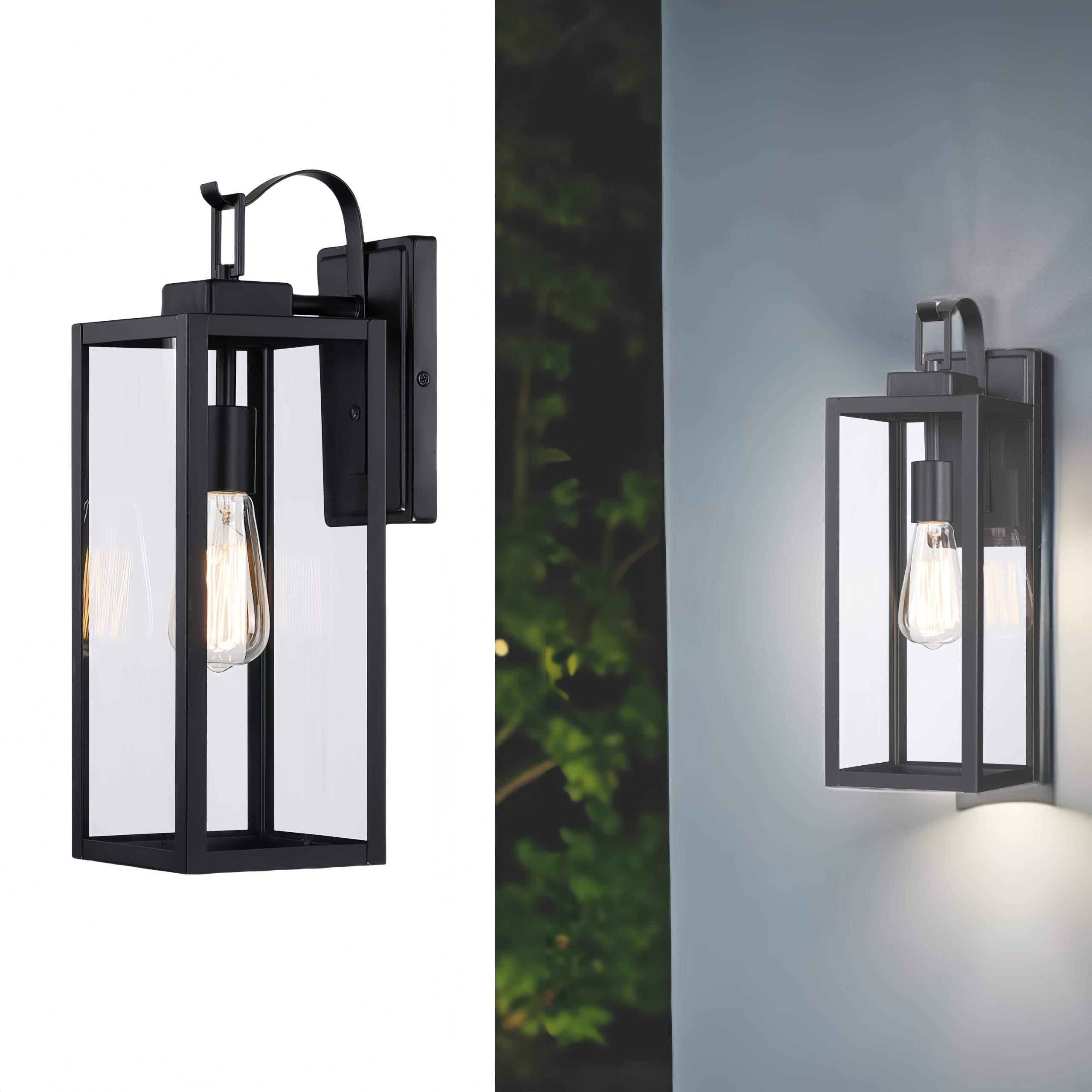 WISBEAM Large Outdoor Wall Light Fixture, 17.75in Exterior Wall Lighting Fixture, Modern Porch Lights Wall Sconce for Outside, P