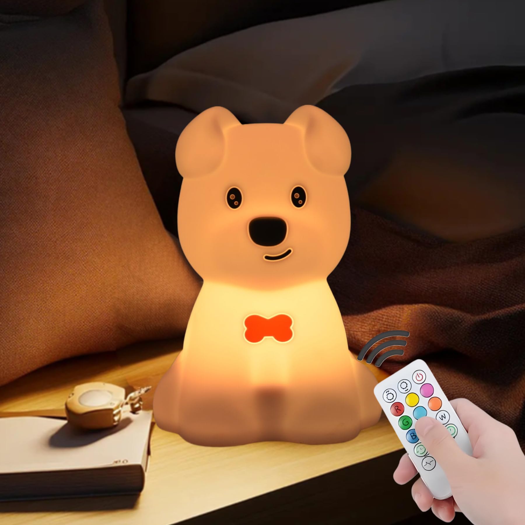 xinjinhju Large Size Dog Night Light for Kids, Nightlights for Children, Cute Puppy Animal Lamp 9 Colors Changing for Room Soft 