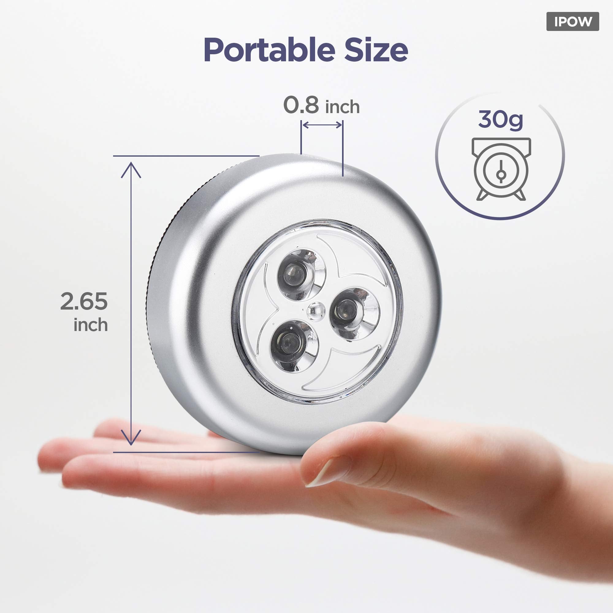 Ipow 5 Pack Led Battery-Powered Wireless Night Light Stick Tap Touch Lamp Stick-On Push Light For Closets, Cabinets, Counters, Or Utility Rooms,Cordless Touch Light,Batteris Not Included.