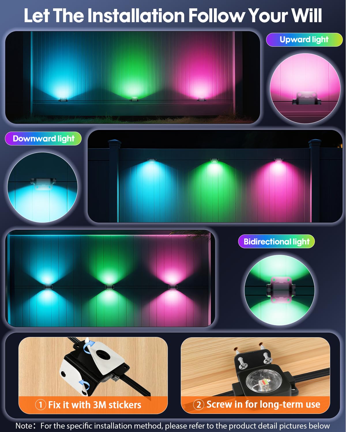 Super RGB Outdoor Lights, 200Ft 120LED, Smart RGB-IC, Remote & App Control, Multicolor & White, PVC, Black