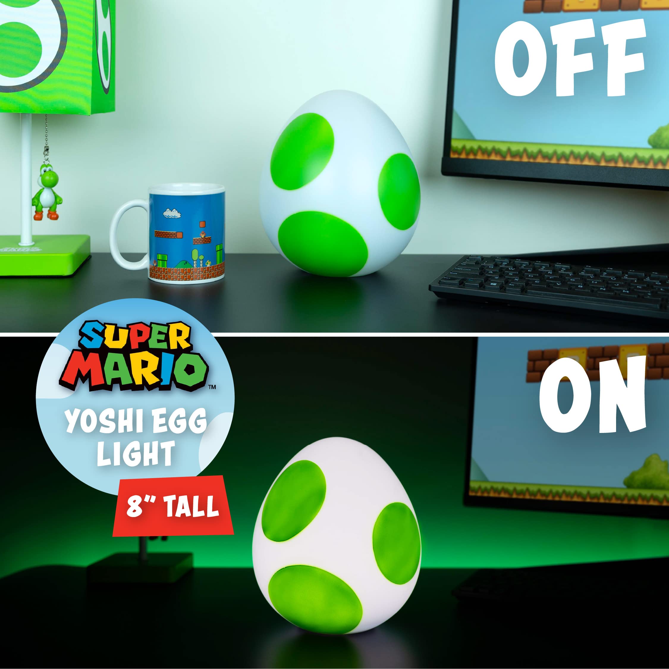 Paladone Yoshi Egg Light - Super Mario Room Décor - 8"x7" Multicolor - Official Nintendo Merchandise - Model PP4908NN