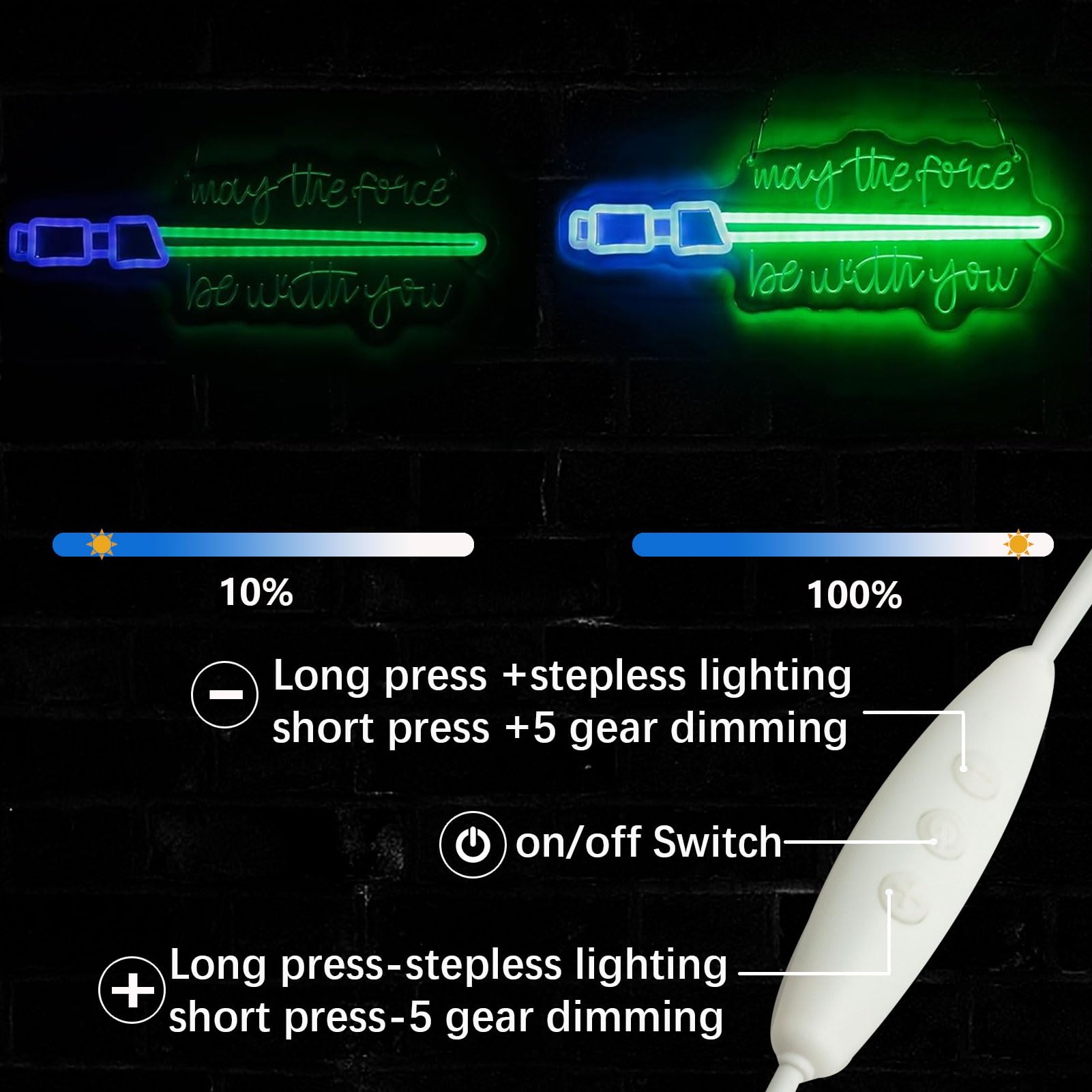 Pinlangdou Lightsaber Neon Sign USB Power LED Wall Decor 16inx10in Green Model Pinlangdou-07