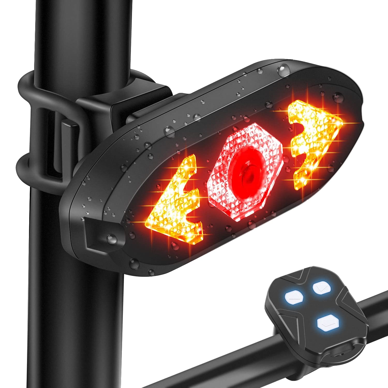 EBUYFIRE Bike Taillight USB Rechargeable with Remote Control, Waterproof Safety Light for Night Riding, Set B