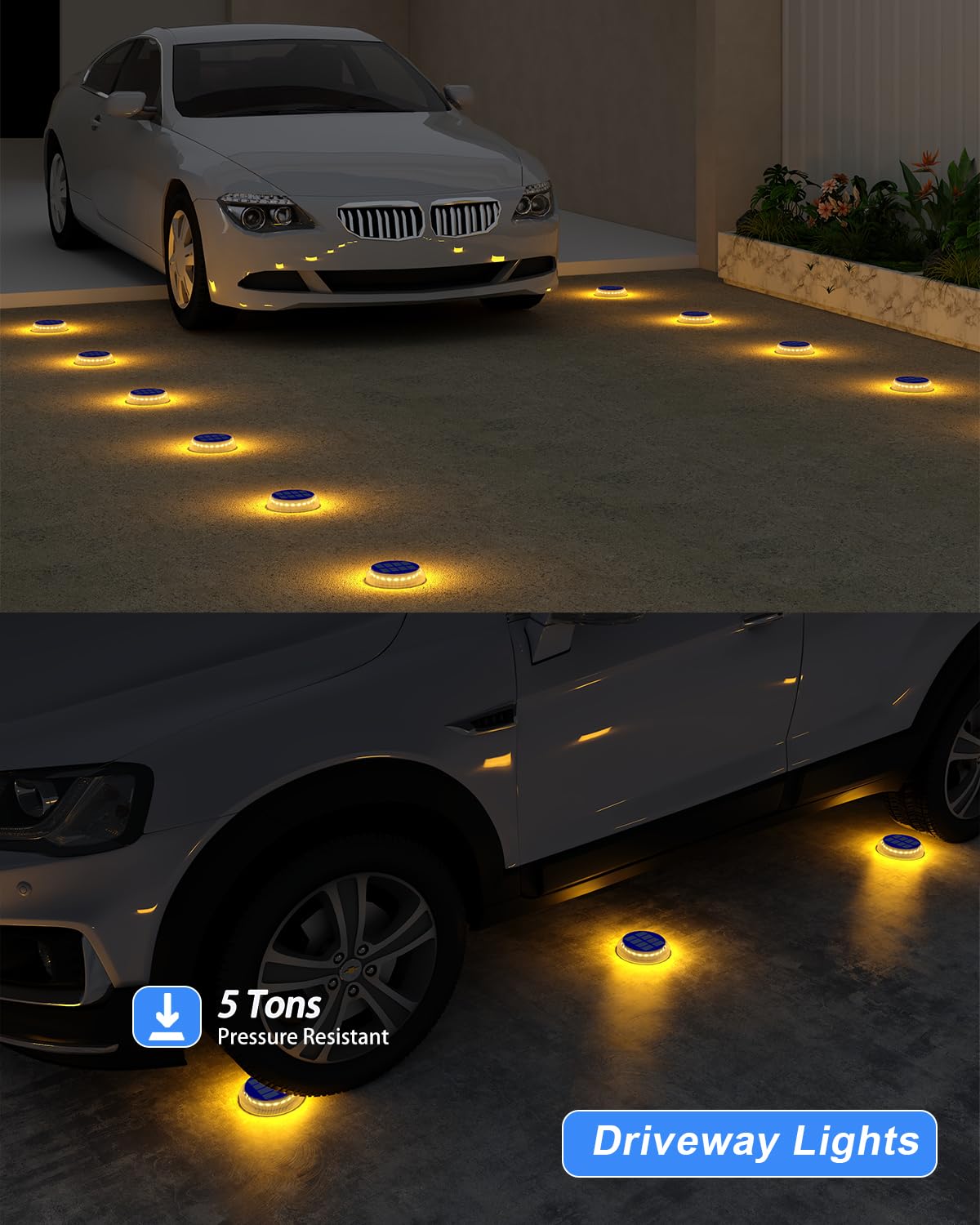 Solar Deck Lights Outdoor Waterproof Led,Warm White Solar Ground Lights,Solar Dock Lights Marine,Solar Driveway Lights Wireless ,Flat Solar Disk Lights For Steps,Porch,Landscape,Pathway,Patio,Yard