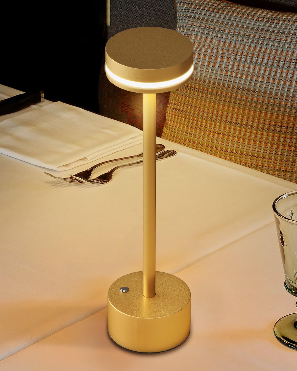 Funtaphanta Modern Rechargeable Cordless Table Lamp, Aluminum Shell Dimmable Battery Powered Lamp, 4000Mah Certified Battery, 3000K Portable Warm White Bedside Lamp, Pack Of 2 (Gold)