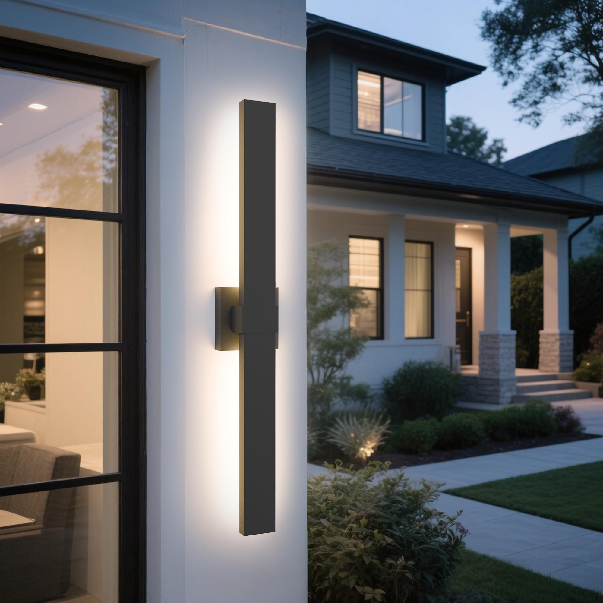 Lamqee 31.5 In Aluminum Long Outdoor Wall Lights  3000K 1223Lm Led Waterproof Ip65  Modern Exterior Lighting Fixture Linear Outdoor Sconce Wall Mount Outside Lighting For House Porch Patio Garage Door