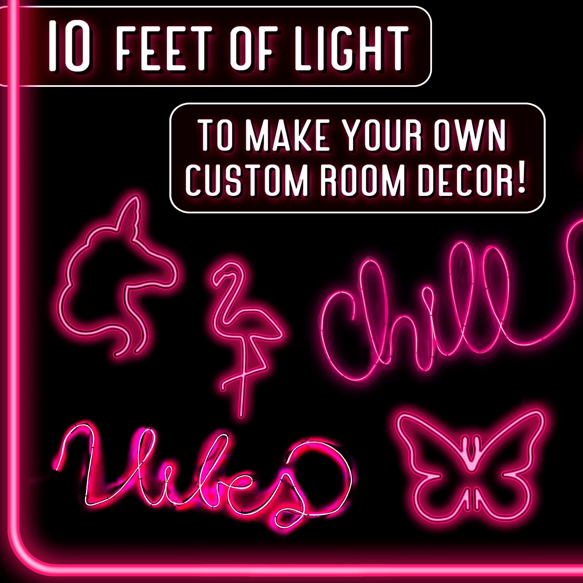 ArtSkills Neon Sign Kit - Custom LED Light Strip for Bedroom Décor, Pink, Model 07530